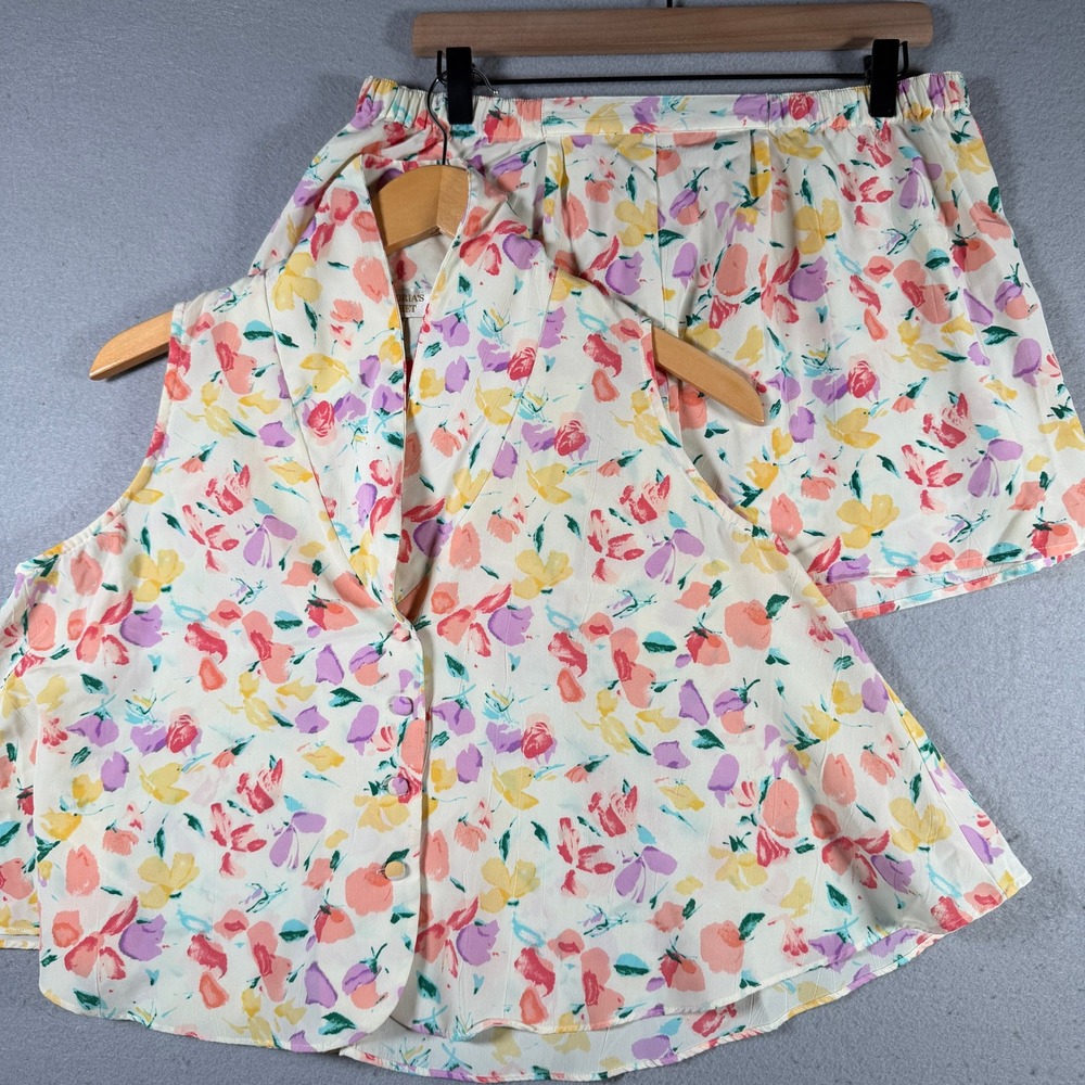 Vintage Victorias Secret Floral Pajama Set Small Sleeveless Top Short Gold Label